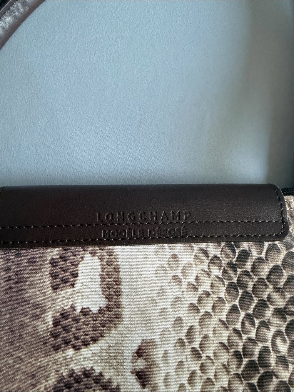 Longchamp Brown & Cream Python-Pattern Tote - Picture 7 of 10